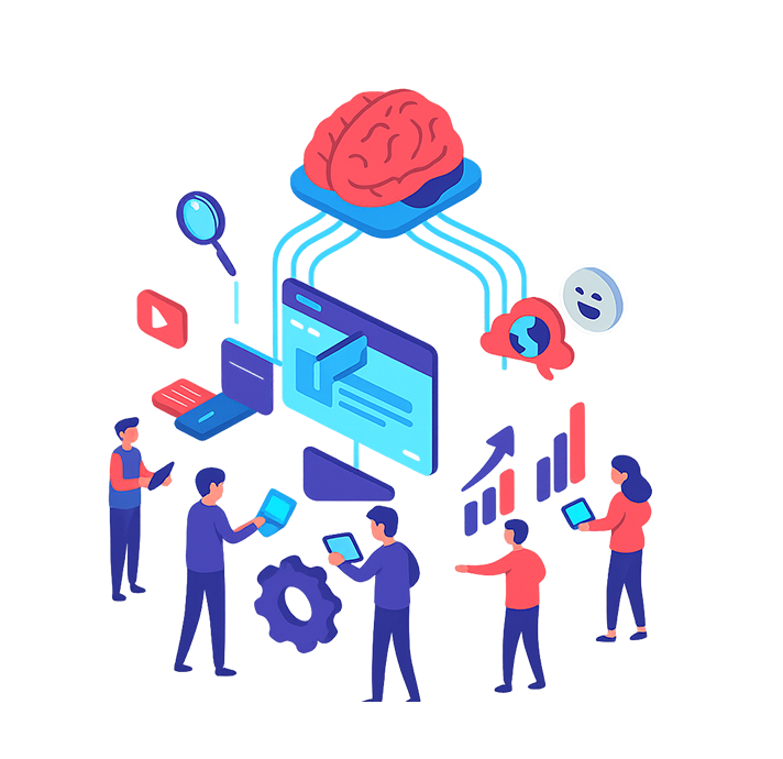 Ilustración de automatización empresarial e inteligencia artificial